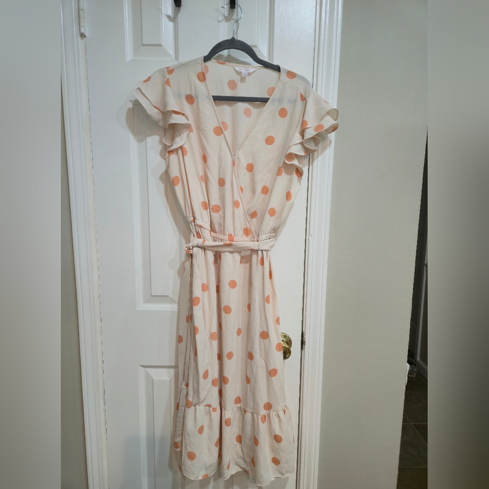LC Lauren Conrad Peach Polka Dot Maxi Dress